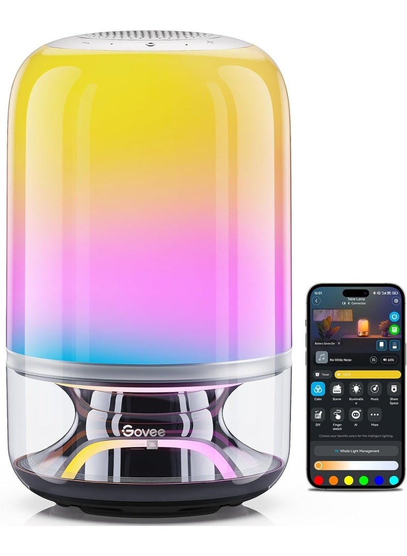 Govee Table Lamp 2 Pro x Sound by JBL(No Adapter), Bedside Table Lamp with Bluetooth Speaker, Music-Light Sync, 16 Music Modes & 100+ Scene Modes, Work with Alexa & Matter, Rechargeable Night Light - Image 1